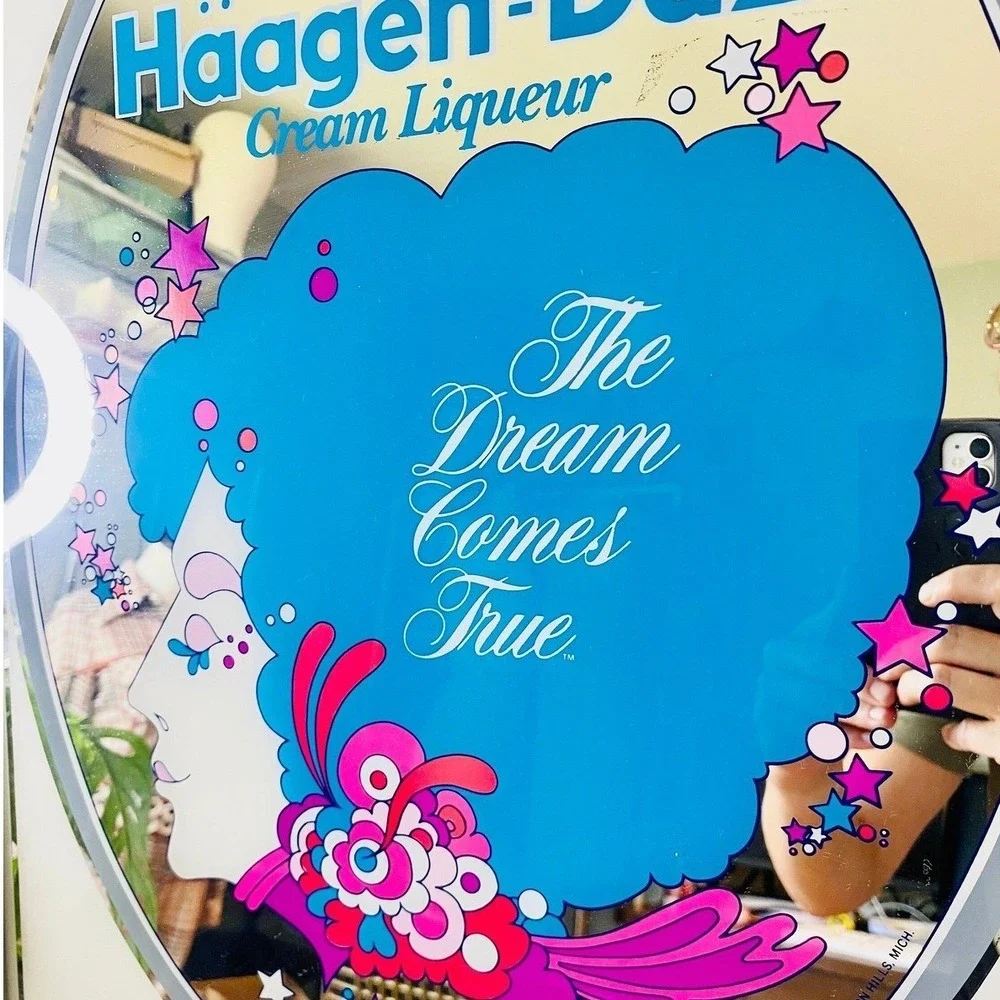 Vintage Haagen-Dazs Cream Liqueur Advertising‎ Mirror, Peter Max Style Bar Decor